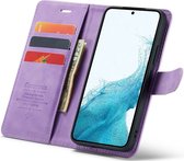 Samsung Galaxy S24 Bookcase hoesje - CaseMe - Effen Lila - Kunstleer