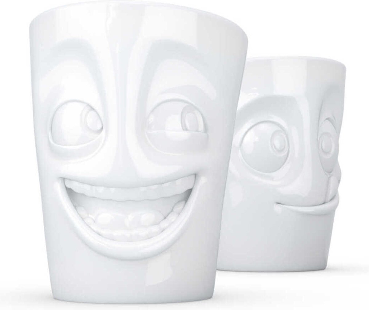 Fiftyeight Products TV Tassen Becher zonder handvat set van 2 stuks - lachend & lekker 0,35 L