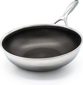 Matero Wokpan - PFAS vrije wokpan - Non-stick & krasbestendige - Koekenpan Inductie, Keramisch, Elektrisch, Oven - Ø 24 cm met deksel - Alle warmtebronnen