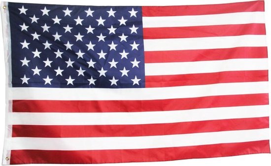 New Age Devi - Vlag Amerikaanse Verenigde Staten - 90x150cm - Originele Kleuren - Sterke Kwaliteit - Incl. Bevestigingsringen - America United States Flag