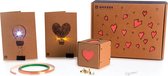 Whadda Tape-o-Tronics knutseldoos, creatieve DIY-projecten met karton en leds, solderen is optioneel, perfect voor makers en knutselliefhebbers, thema: valentijn, hartjes