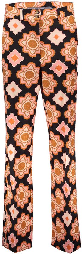 Geisha Broek Pantalon Met Retro Print 41113 32 Orange/pink/black Dames
