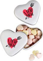 Snoepdoosje met snoephartjes wit - Snoepjes - Valentijnsdag - I love you - Valentijn cadeautje voor hem en haar