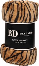 Plaid polaire / couverture / robe imprimé tigre 120 x 160 cm - Corail très doux / moelleux / polaire teddy - Plaids chauds / couvertures