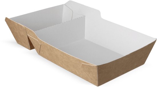 Contenant à frites | A20 | BIO | Kraft/ Wit | (A14+sauce) | 400 pièces