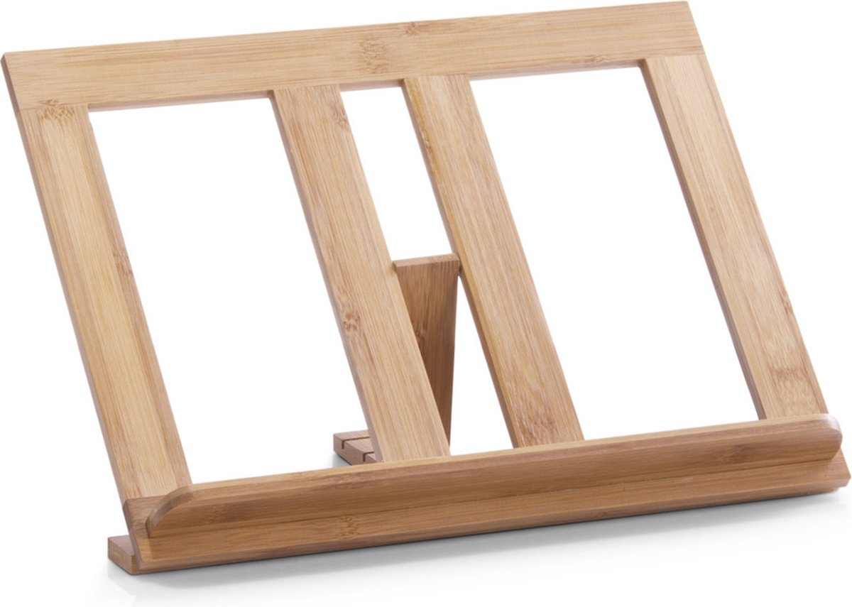 Zeller Kookboekstandaard - bamboe hout - bruin - 35 x 20 x 20 cm - kookboekhouder