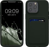 kwmobile coque de téléphone compatible avec iPhone 15 Pro Max - Coque avec porte-cartes - Coque en TPU vert foncé