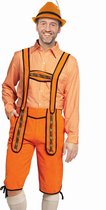 Partychimp Voordelige Lange Oranje Lederhosen Man voor bij EK WK Koningsdag Verkleedkleren Volwassenen Oranje Verkleedkleding Oktoberfest Heren Carnavalskleding Heren Verkleedkleren Volwassenen - Polyester - Maat XL