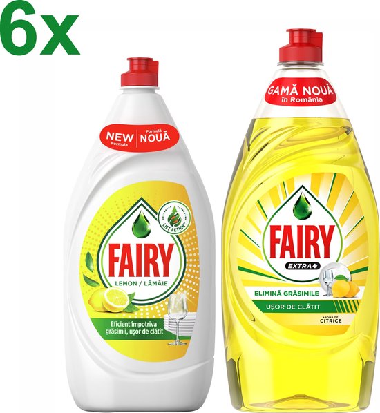 6x Fairy - Dreft - Citroen 800ml + Fairy Extra Citrus 900ml - Afwasmiddel - Voordeelverpakking