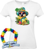 Dames t-shirt Last Call to Relax | Toppers in Concert 2024 | Club Tropicana | Hawaii Shirt | Ibiza Kleding | Wit Dames | maat XXL