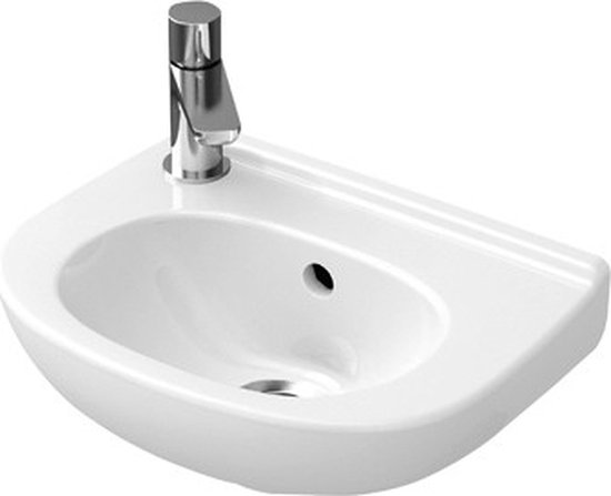 Foto: Villeroy boch o novo compact fontein met overloop en 1 kraangat links 36x27 5 cm ceramicplus wit alpin