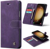 Casemania Hoesje Geschikt voor Samsung Galaxy S21 FE Deep Purple - 2 in 1 Magnetic Book Case