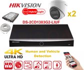 Kit caméra HIKVISION Smart Hybrid série G2 2x caméra IP Tourelle 8MP - NVR 8xChannel - Disque dur 2 To Extensible jusqu'à 8x caméra IP maximum NOUVEAU