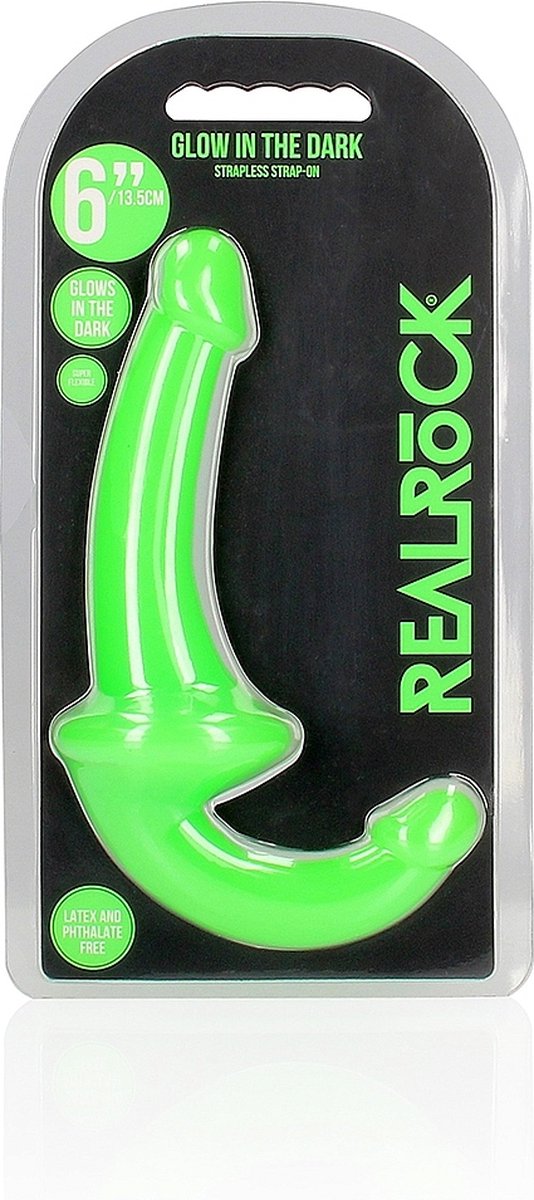 Goedkoopste 6 Inch Strapless Strap-On Glow in the Dark Neon - Groen