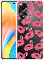 Cazy Hoesje geschikt voor Oppo A58 4G Inflatable Flamingos