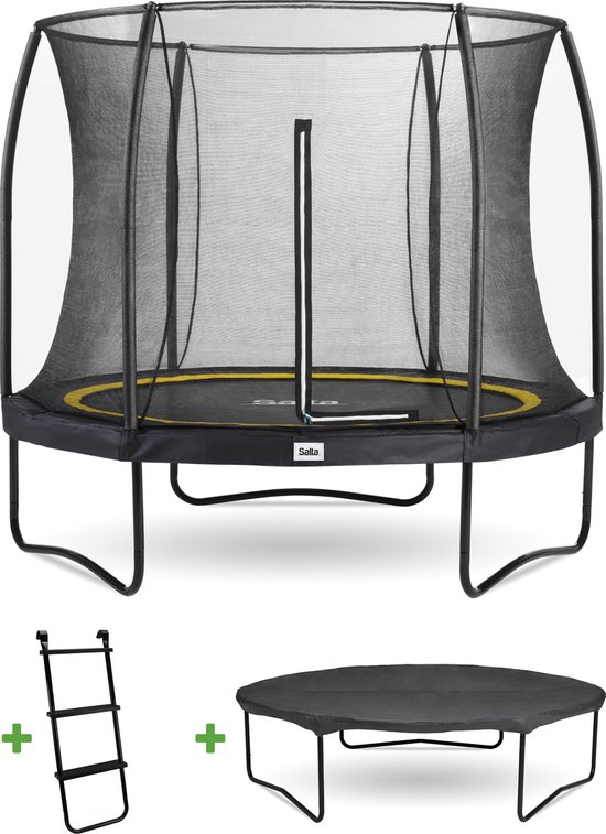 Salta Comfort Edition - ø 305 cm - Ronde trampoline met veiligheidsnet, ladder en afdekhoes - Zwart - Trampoline voor kinderen