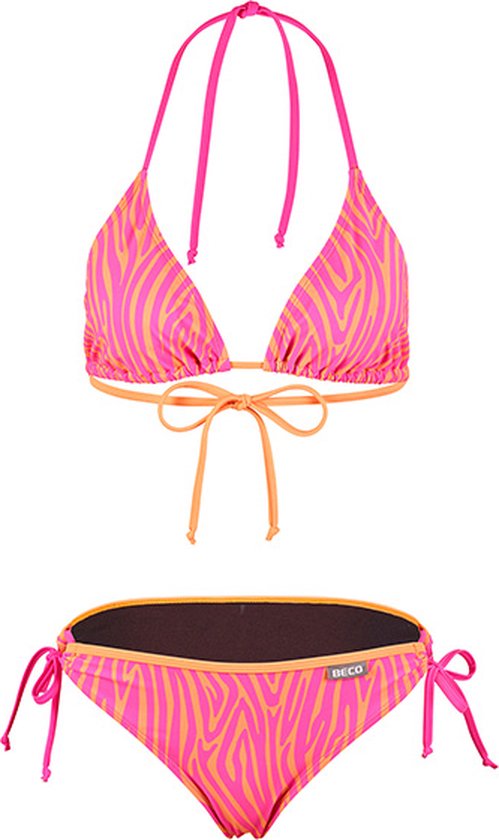 BECO zebra vibes triangelbikini - C-cup - roze/oranje - maat 36