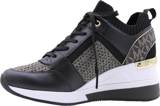 Michael Kors GEORGIE KNIT TRAINER Dames Sneakers Zwart Goud Maat 36 bol