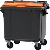 Container 1100 ltr split deksel | Grijs met oranje