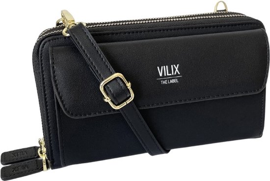 Vilix The Label - Sac Olivia - portefeuille et sac pour téléphone en un - végétalien - compact - Zwart