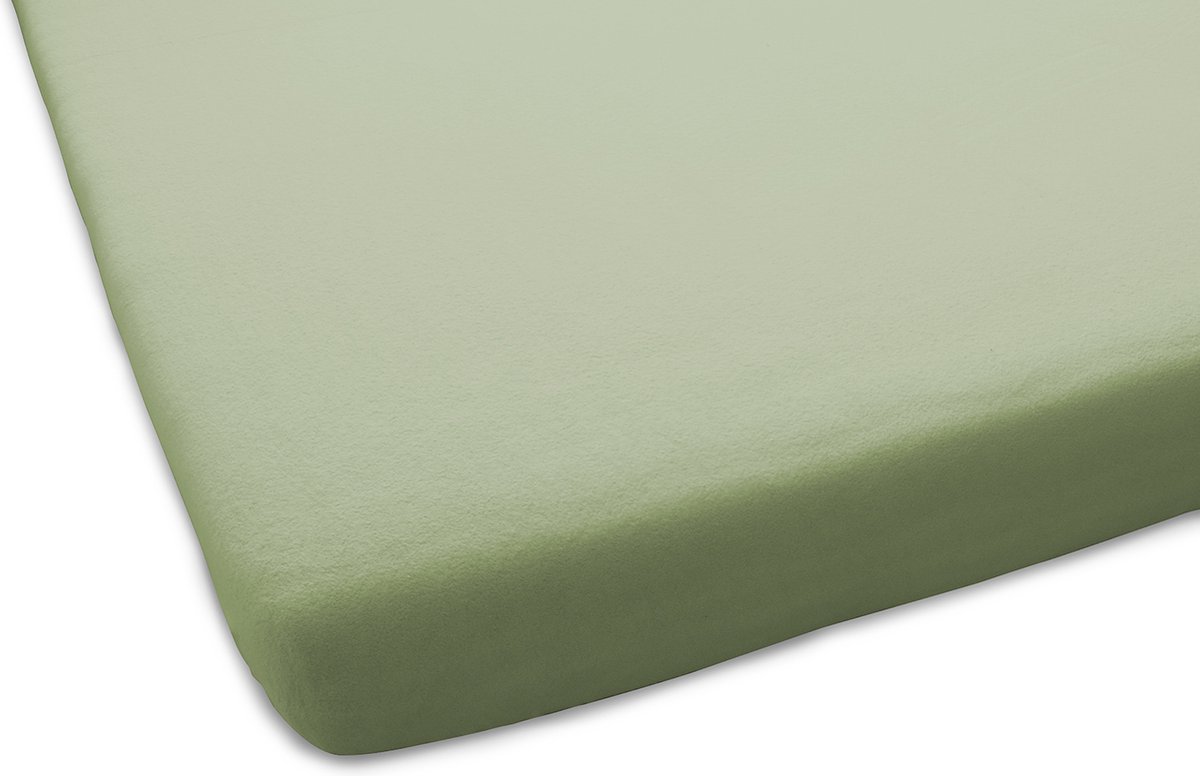 Dutch Dreams Molton Matrasbeschermer Hoeslaken - Aanbieding 1+1 Gratis - 90/100x190/200cm - Groen - Flanel Stretch - 2 Stuks