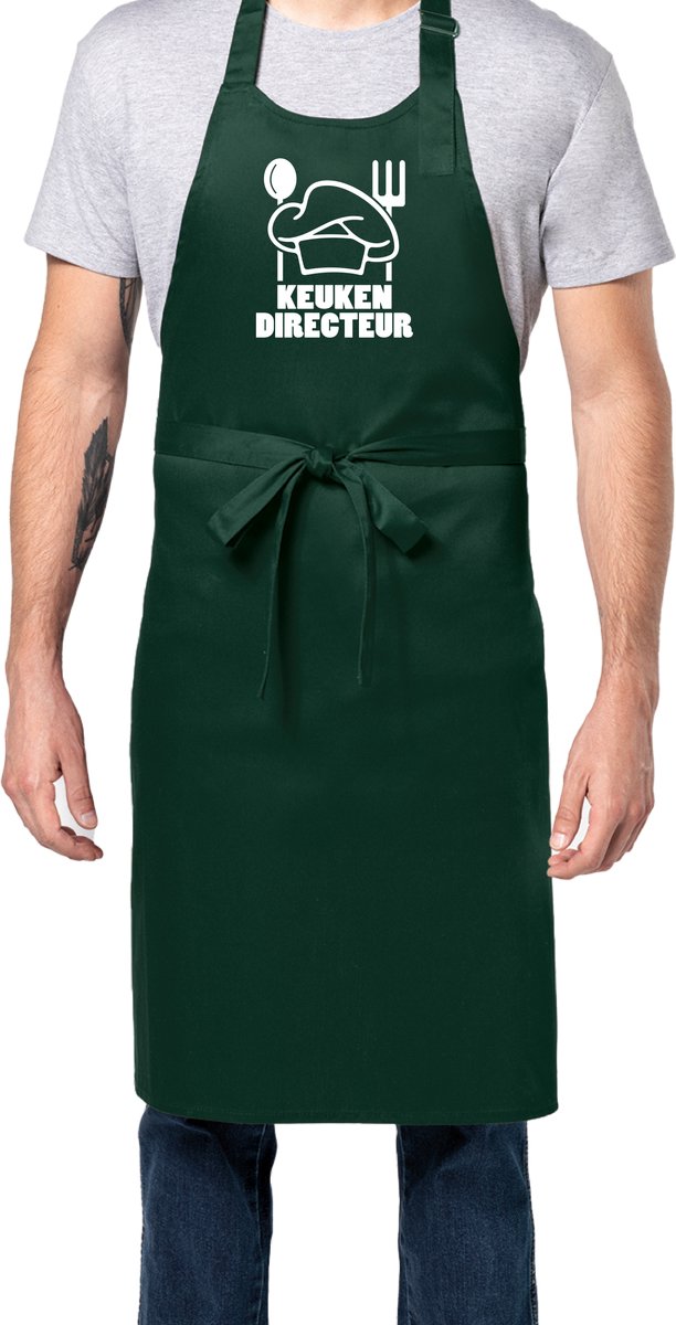 Zomertip! - Keukenschort Keuken Directeur | Groen | Dames/Heren | Verstelbaar | Cadeau-idee | BBQ | Verjaardag | Jubileum | Verrassing | Grapje