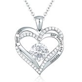 Silver Plated Swarovski® hart ketting - 45 cm - Valentijnsdag - Moederdag Cadeau - Geschenkset Vrouwen - Cadeau voor Vrouw - Verjaardagscadeau - Cadeau - Geschenk voor haar - Kerst Cadeau - Juwelia