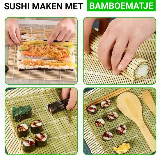 Natural Black Bazooka set - Sushi set Incl. 2 paar Mr. Sushito Sticks - Sushi maker - Bamboo Rol - Milieuvriendelijk - Sushi Go