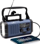 10000mAh Noodradio met Solar Handslinger - AM/FM, Telefoonoplader, LED Zaklamp & SOS-Alarm voor Buitenactiviteiten (Blauw)