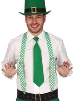 St. Patricks Day verkleed set - bretels/stropdas/hoed - groen - volwassenen - carnaval