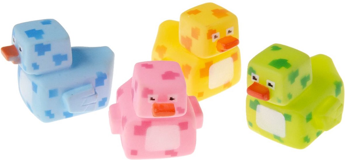Badeendjes Gamer 4 STUKS Vierdelige Set – Badspeelgoed Badspeeltjes voor kinderen Blocky Gaming Vier kleuren – 5CM