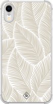 Casimoda® hoesje - Geschikt voor iPhone XR - Palmy Leaves Beige - Shockproof case - Extra sterk - TPU/polycarbonaat - Bruin/beige, Transparant