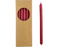 Rustik Lys - Lange, dunne potloodkaarsen - (set van 20, 1.2 x 17.5cm) - Antiek Rood