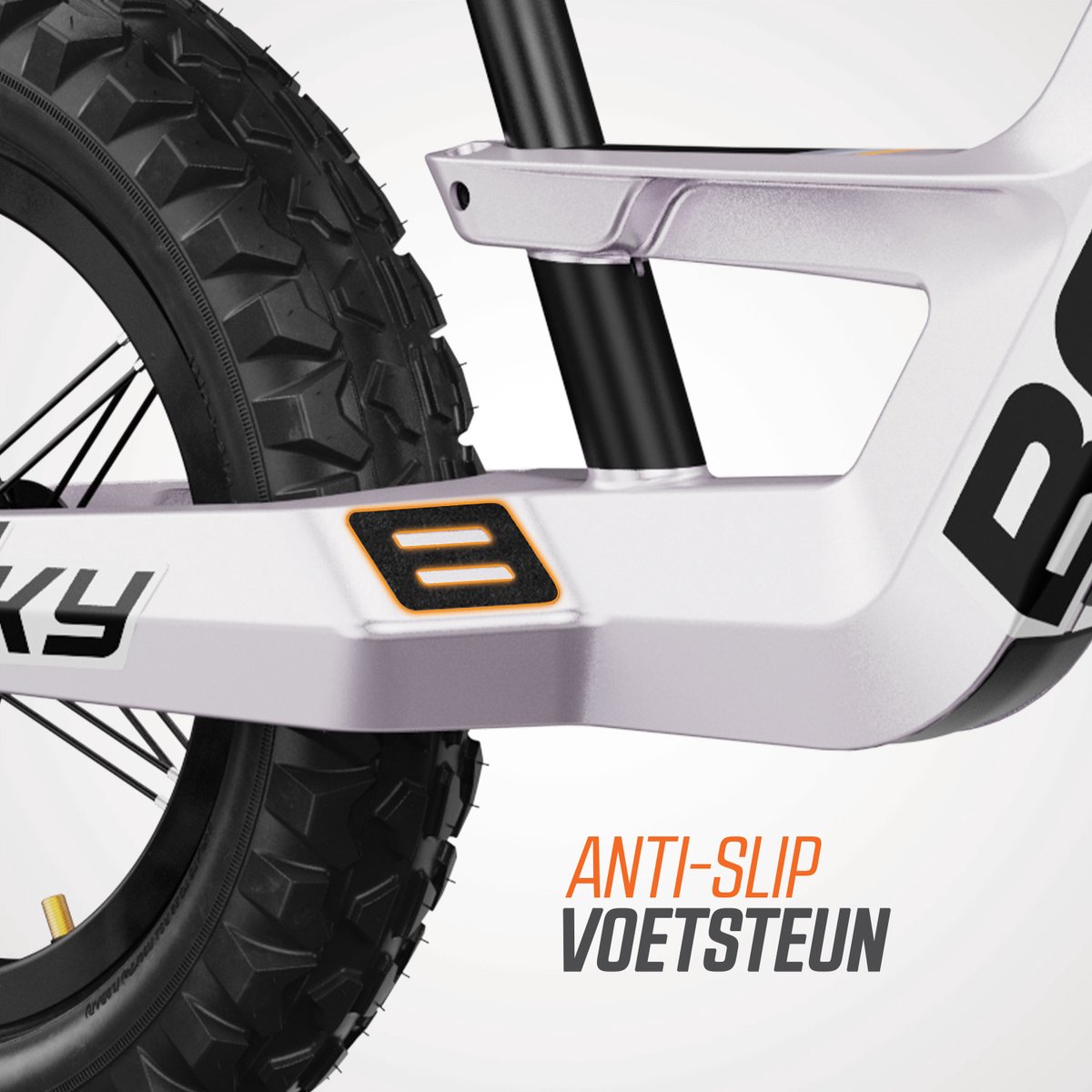 BERG Biky Cross White Loopfiets - 12 inch - Lichtgewicht Magnesium frame - Met Handrem - Verstelbaar Zadel - 2,5+ Jaar - Wit — afbeelding 4