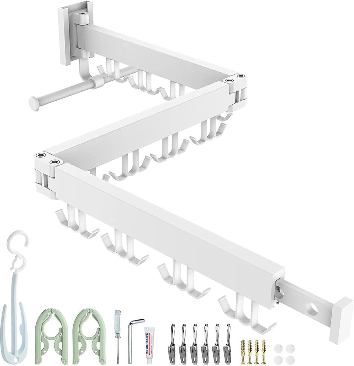 Equivera Wanddroogrek Inklapbaar Droogrek Wand Droogrek Wasrek Hangend Schuifbaar