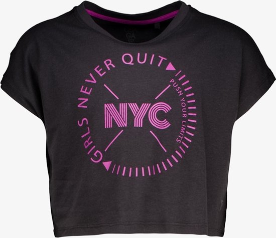 Osaga meisjes cropped sport T-shirt zwart/roze
