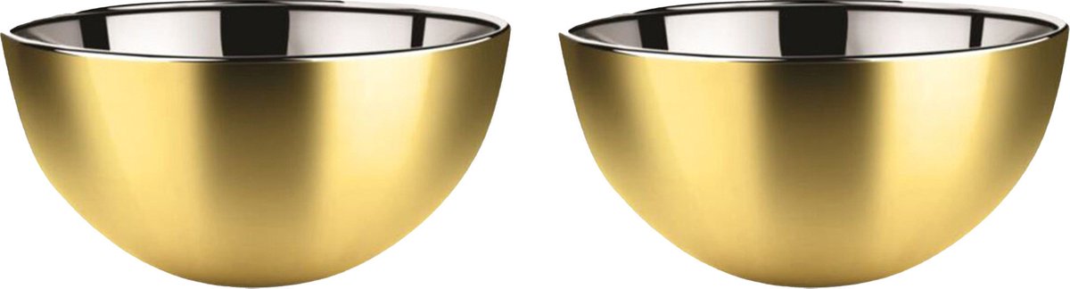 Svenska Living - 2x - Kommetjes/schaaltjes - mat goud - RVS - D13 x 7 cm - serveerschalen