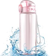 Waterfles, 780 ml, sportwaterfles, waterfles, BPA-vrij, lekvrije fles, met één druk op de knop te openen, voor sport, sportschool, fietsen, school, kantoor, camping (roze)