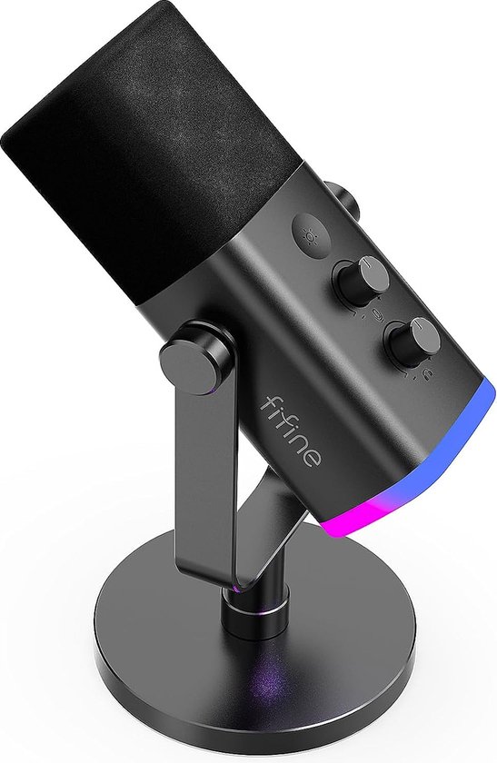 Fifine AM8 - USB RGB Streaming Microfoon met Ruisonderdrukking - Gaming - Podcast - Geschikt voor PS5 / PS4 / PC / MAC / Windows / iPhone / Android - Touch Mute Knop - Popfilter - Fifine