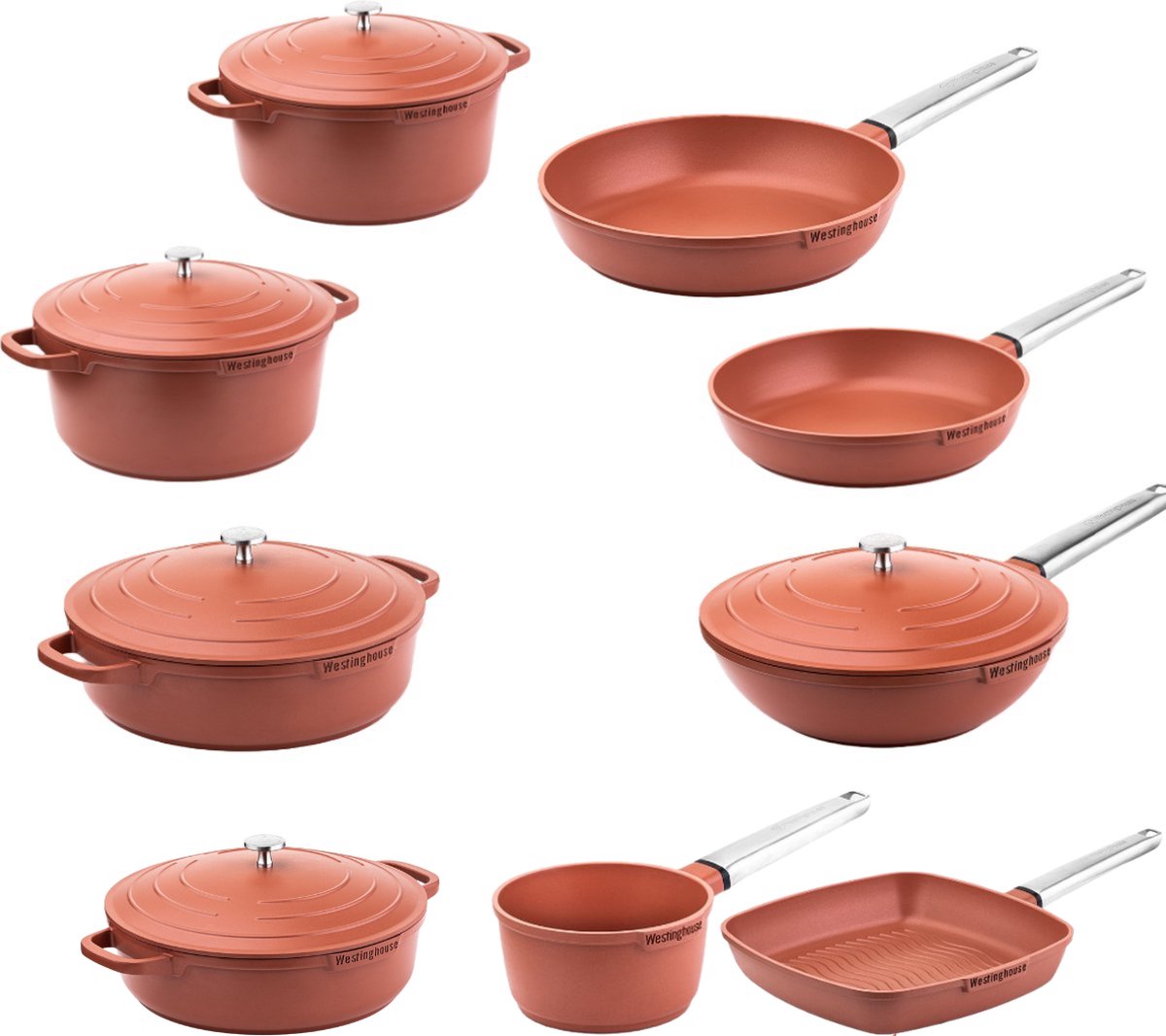 Westinghouse Performance Series - 14-delige Pannenset - Rood - Complete pannenset