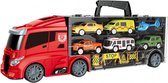 Truck de voiture de service Jouets - Tachan - Avec 5 camions de service, hélicoptère et panneaux de signalisation - Portable - Ensemble de jeu de voiture jouet