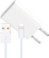 USB Lader + USB naar 8-PIN Kabel - 1 Meter - Wit - Geschikt voor iP 6,7,8,Plus,Air,1,2,2013,2014,2015,2016,2017
