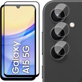 Screenprotector & Camera geschikt voor Samsung Galaxy A15 - Volledig Dekkend Glas