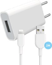 5W USB Stekker + USB naar 8-PIN Kabel - 2 Meter - Versterkte Oplader Snoer - Geschikt voor iPhone 6,7,8 (Plus)