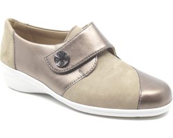 Solidus, 26428 40506, Beige combi kleurige dames klittenband schoenen met uitneembaar-voetbed
