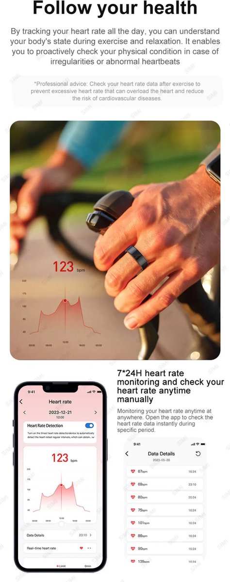 KDFJ Smart Horloge, Hartslag Bloeddruk Monitoring Bericht Herinnering IP68 Waterdicht Bluetooth