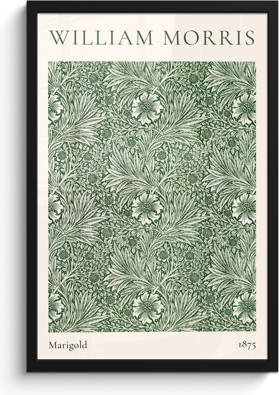 Fotolijst inclusief poster - Posterlijst 40x60 cm - Posters - William Morris - Marigold - Abstract - Natuur - Foto in lijst decoratie - Wanddecoratie woonkamer - Muurdecoratie slaapkamer