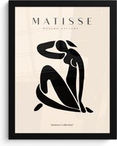 Fotolijst inclusief poster - Posterlijst 30x40 cm - Posters - Vrouw - Matisse - Kunst - Modern - Foto in lijst decoratie - Wanddecoratie woonkamer - Muurdecoratie slaapkamer
