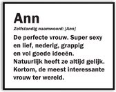 Ann betekenis Grappig Fotolijst met glas 40 x 50 cm - Cadeau - Kado - Grappige foto - Poster voor verjaardag - Canvas - Schilderij - incl ophangsysteem