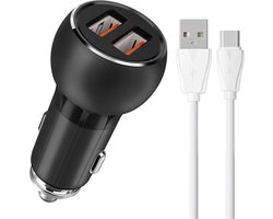 LDNIO - C503Q - 2USB - Snel lader - 36W - Quick Charger - Auto oplader + Geschikt voor: Type C USB Kabel - Geschikt voor : Samsung Galaxy S20 / S21 / S22 / S23 / S24 / Note 10 / Note 20 / Oneplus / Nokia / Motorola / Oppo / iPhone 15 / 15 Pro Max